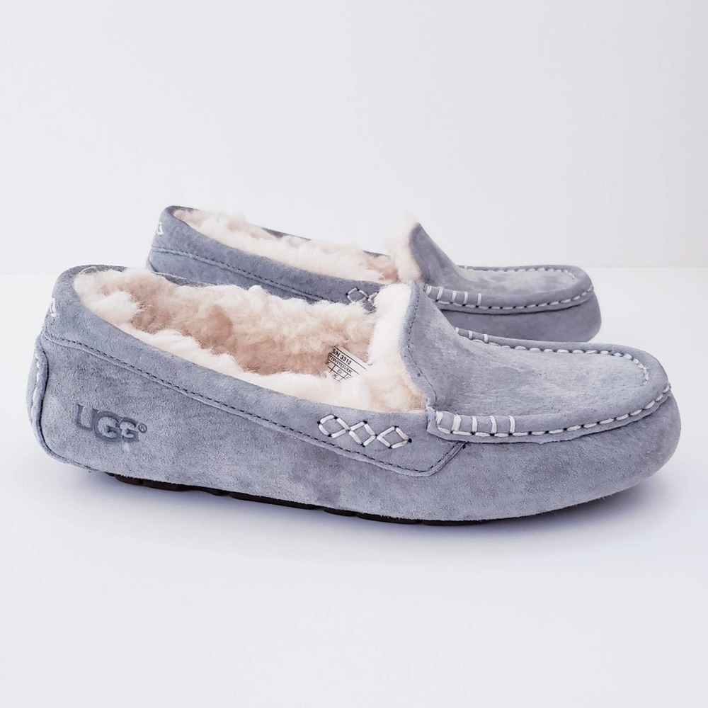 UGG Gray Ansly Suede Sherpa Slippers